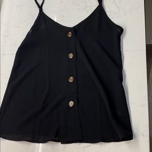 Black front button tank